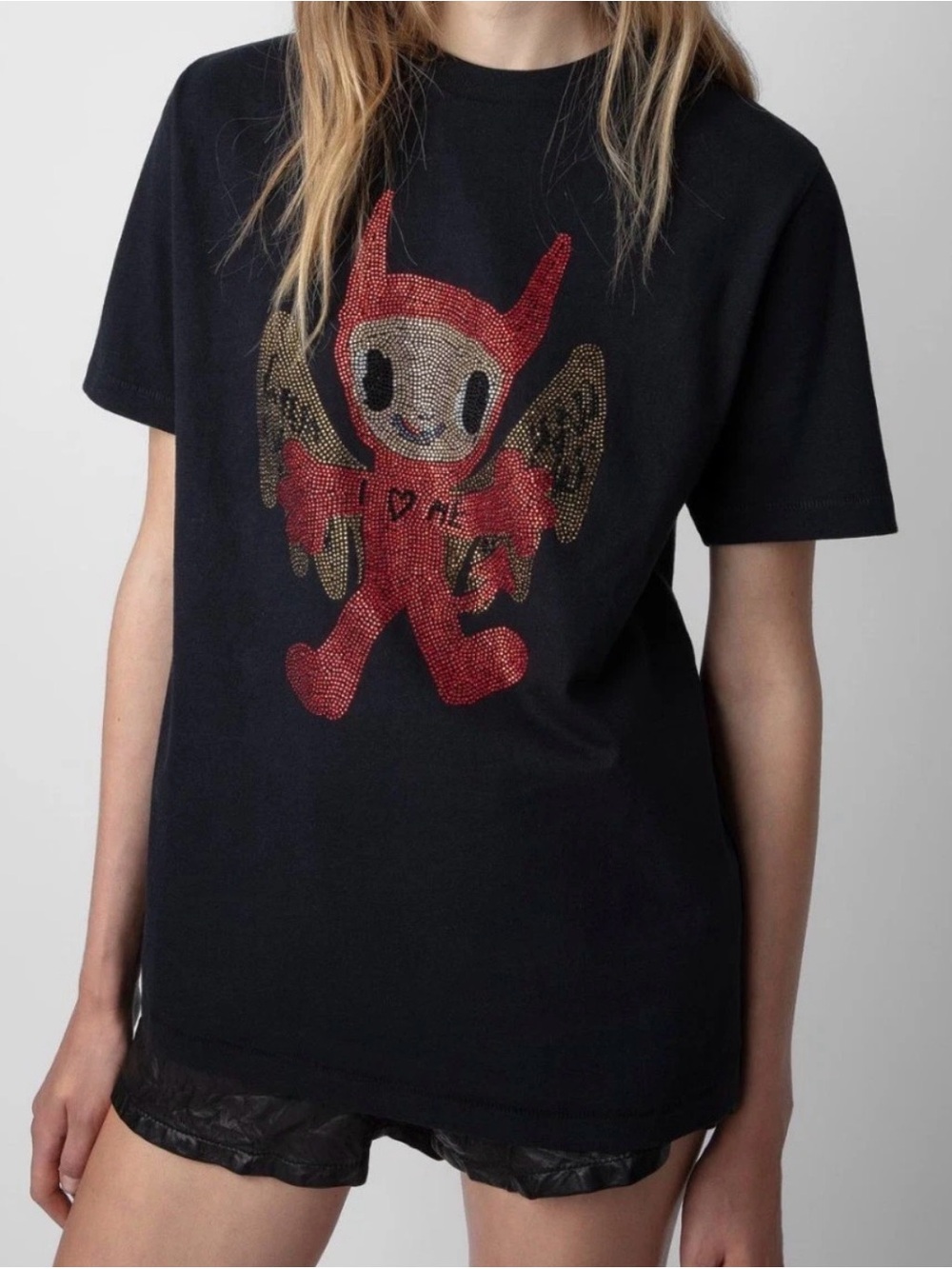Zadig and Voltaire Graphic Tee with Red Winged Character-L